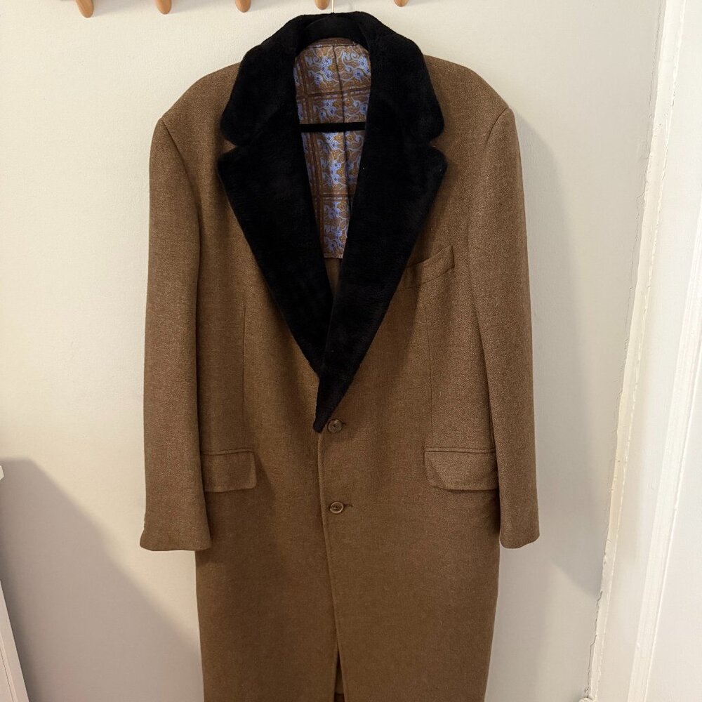 Stefano Ricci 100% Cashmere Wool Fur-Collar Coat